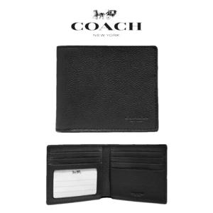 코치(COACH) 67630 ST 남자 ID 접이식 송아지 가죽 지갑
