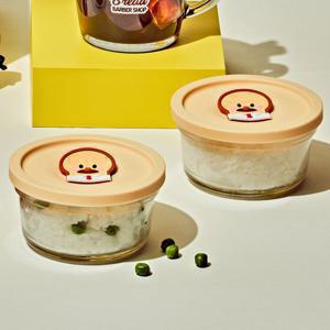 글라스락X브레드이발소 브레드 햇밥용기 2조 세트