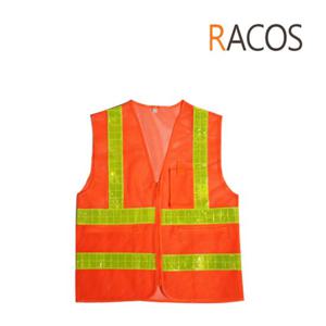 라코스 RC-302-2 신호수 망사 조끼 주황 망사 형광색 반사띠