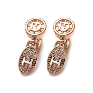 [비앤비골드] 14K 고딕H 타원 큐빅 원터치 귀걸이 한쌍 JNE40121