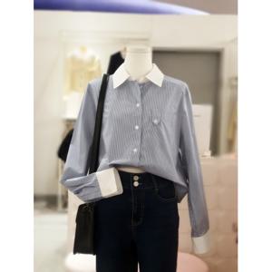 [숲]카라 배색 스트라이프 면셔츠 SA3LS83A
