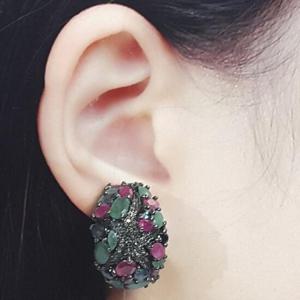 [블루케이] 루비에메랄드 원석 귀걸이240205-17탄생석