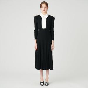 [SATIN] 주름배색 니트 롱 원피스 S241B956