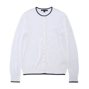[브룩스브라더스] BB_[여성] 코튼 배색 가디건 (화이트) (BBWCWF7450AES)