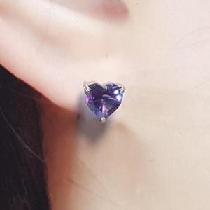 [블루케이] 실버925 자수정원석귀걸이240301-19하트