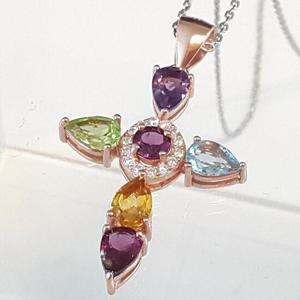 [블루케이] 페리도트 믹스 원석목걸이240312-11십자가