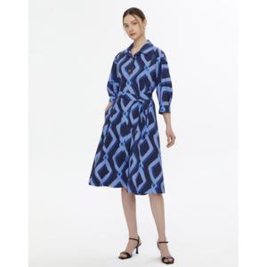 닥스 여성 24SS 50%세일네이비 시즌 그래픽 스트랩 면 카라 원피스 DLDR4B301N3