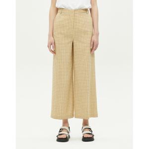 라움 여성  ALYSI 베이지 체크 실크혼방 팬츠 CWPA2E303I1