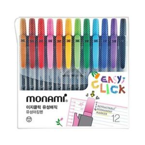 [알티피아]모나미 이지클릭 유성매직 12색 세트 노크식 마킹펜