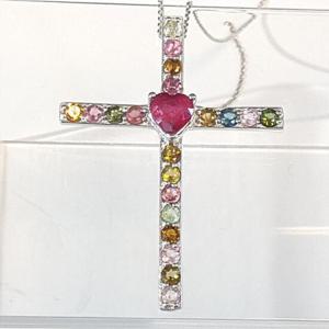 [블루케이] 루비 토르말린 목걸이240405-12십자가