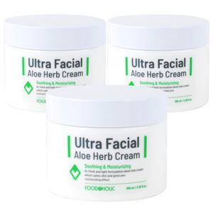 (3개)푸드어홀릭 울트라훼이셜 알로에허브 크림 100ml/수분크림 저자극 고보습 주름개선