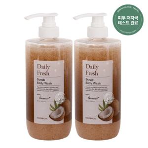 (2개)푸드어홀릭 데일리 프레시 스크럽 바디워시 코코넛 800ml /촉촉한 저자극 각질케어
