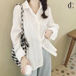 엘케이트 여성 블라우스 긴팔 정장 쉬폰 스트라이프 셔츠 LYT168