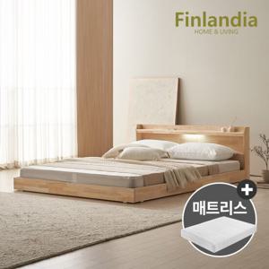 핀란디아 리안 편백 LED 저상형 퀸침대Q+독립매트