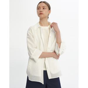 닥스 여성 24SS 추가세일화이트 닥스자수포인트 실크혼방 아우터형 셔츠 DLSH4B401WT