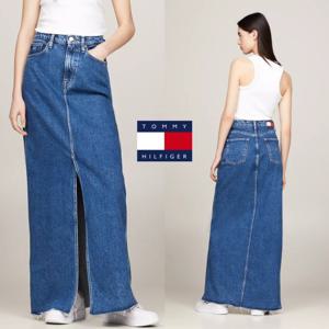 타미힐피거 DW17673-1A5 여자 데님 하이웨이스트 롱 스커트 치마