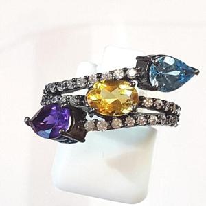 [블루케이] 하이퀄 황수정자수정토파즈 반지240607-23