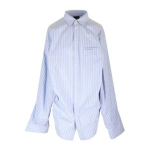 발렌시아가 비대칭 포플린 스트라이프 코튼 셔츠 790945 3965