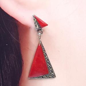 [블루케이] 실버925 엔틱목산호 원석귀걸이240701-05