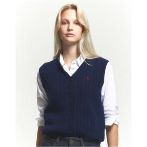 헤지스 여성 24FW 역시즌세일오픈형 브이넥 케이블베스트 네이비 HSSW4D801N2