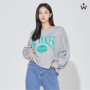 [위시드]스테리오 프린트 컷팅 오버핏 맨투맨 (WIACTS007)