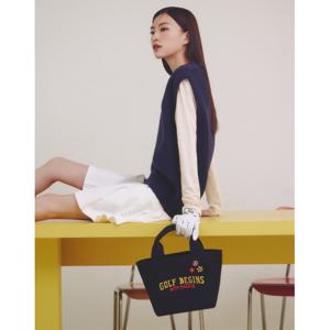 헤지스 골프 여성 24SS 빅웨이브 콜라보 다크  GOLF BEGINS 캔버스 토트백 (NAVY) HWBA4E983N3