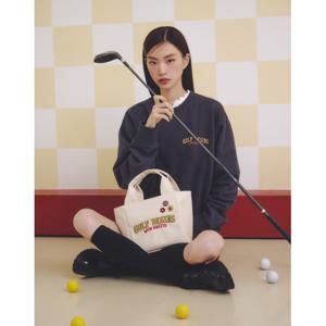 헤지스 골프 여성 24SS 추가인하빅웨이브 콜라보   GOLF BEGINS 캔버스 토트백 (BEIGE) HWBA4E983I1