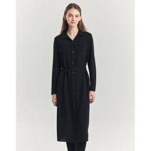 헤지스 여성 24FW 블랙 스트랩 셔츠형원피스 HSDR4D804BK