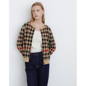 닥스 여성 24FW 역시즌세일베이지 하우스체크 코튼혼방 긴팔 가디건 DLSW4D997I2