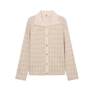 닥스 여성 24FW 클리어런스울 베이지 투톤 체크 긴소매 카라 티셔츠 DLTS4D903I1