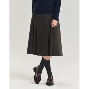 헤지스 여성 24FW SET-UP울100% 다크브라운 헤링본 H라인 스커트 HSSK4D993W3