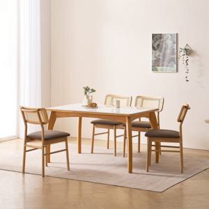 소티디자인 노바 폴리싱 세라믹 4인 식탁세트 원목 내추럴 프레임 화이트유광 식탁