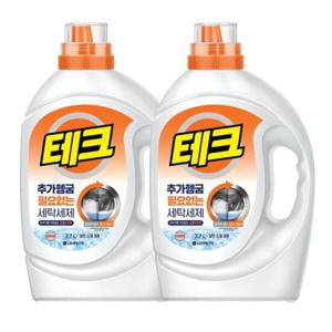 테크 추가헹굼 필요없는 액체세제 겸용 용기 2.7L x 2개