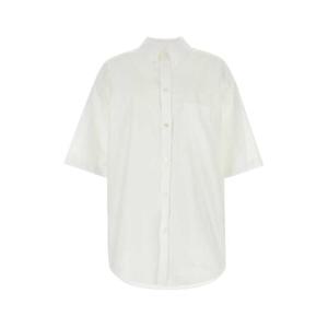 발렌시아가 여성 화이트 오버사이즈 포플린 반팔 셔츠 794594TNM60 9000