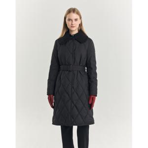 헤지스 여성 24FW BEST역시즌세일다이아퀼팅 니트카라 롱 중량 구스다운 점퍼 블랙 HSJU4D908BK