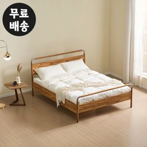 렌느 티크 원목 침대 프레임 부부(퀸사이즈/내츄럴)