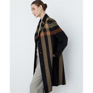 닥스 여성 24FW 울캐시미어블랙 빅체크 싱글 버튼 울캐시미어혼방 롱코트 DLCO4D901BK