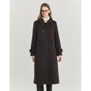 헤지스 여성 24FW 캐시미어 블랜디드 더블버튼 롱코트 다크브라운 HSCO4D106W3