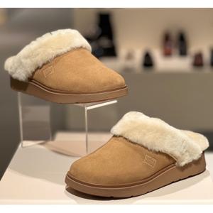 핏플랍24FW 젠-FF 시어링 스웨이드 여성 뮬 슬리퍼 FFSO4F413W1 라이트브라운