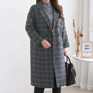 [모리스커밍홈]모던 더블버튼 체크 울 누빔코트_M2111CT703D