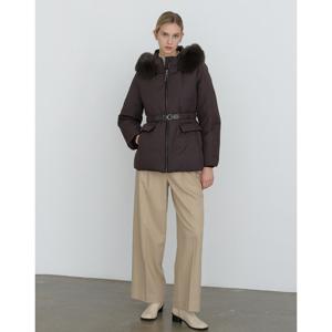 닥스 여성 24FW 폭스FUR브라운 탈착후드 구스다운 점퍼 DLJU4D013W3