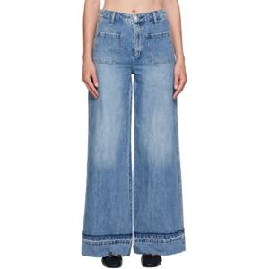 25 SS 랙앤본 여성 블루 마리나 와이드 핏 데님 진 242055F069060