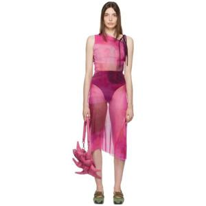 25 SS 파울라 카노바스 델 바스 여성 핑크 컷아웃 미디 드레스 231427F054000