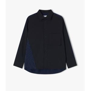 리버클래시 24FW 블랙 오버핏 사이드 절개 디테일 셔츠 LKF31406