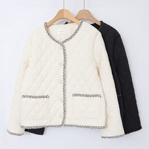 [아이우먼]빅사이즈누빔자켓 T234L411 데일리로프배색퀄팅자켓 LY