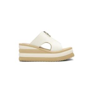 Stella McCartney 화이트   베이지 스쿠버 슬라이드 샌들 231471F124013