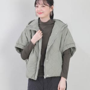 애비뉴투지 엄마옷 후드 마름모 누빔 반팔 패딩 솜 조끼 V12440