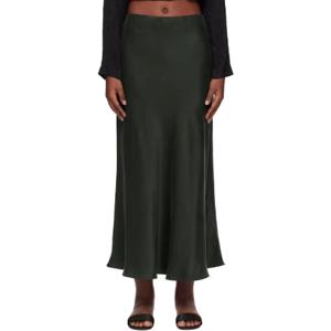 25 SS Silk Laundry 여성 그린 롱 바이어스 컷 맥시 스커트 251223F093000