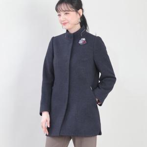 애비뉴투지 엄마옷 차이나 하이넥 브로치 정장 하프 코트 J12404