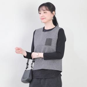 애비뉴투지 엄마옷 로앳지 모직 느낌 포켓 뒤트임 조끼 V12408